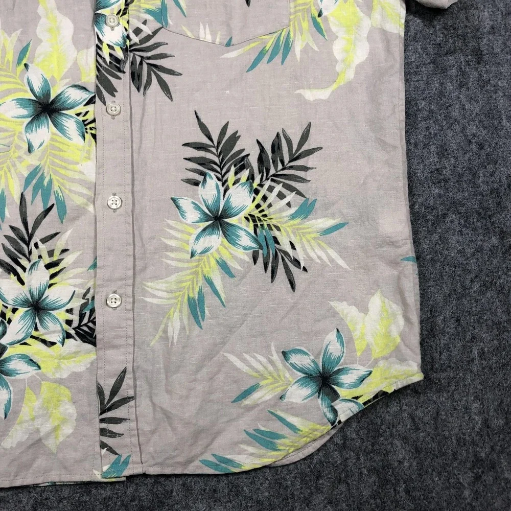 Banana Republic Shirt Mens M Multicolor Floral Linen Button Up Hawaiian Casual